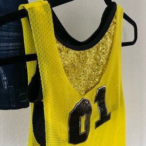 Yellow Sequin Mesh Tank Top